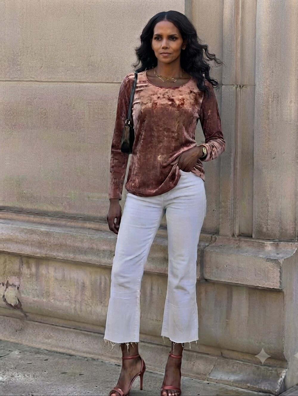 Karen Kane Crushed Velvet Long Sleeve Top Size L Dusty Rose - Picture 5 of 14